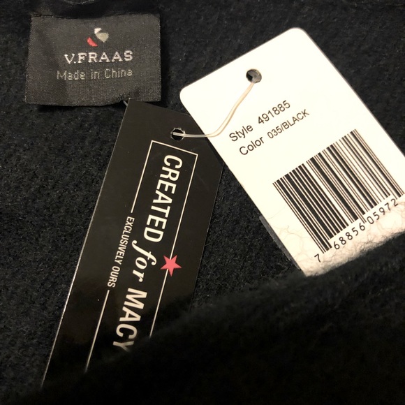 V. FRASS~Fringed -Plaid Brushed Poncho-NWT- O/S - Picture 5 of 5